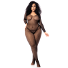 Combinaison grande taille manches longues en résille noire - MAL1102XBLK
