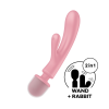 2 en 1 Vibromasseur rabbit et wand rose USB Triple Lover Satisfyer - CC597843