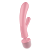 2 en 1 Vibromasseur rabbit et wand rose USB Triple Lover Satisfyer - CC597843
