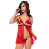 Babydoll sexy à bonnets ouverts avec string Mapalé - MAL7561RED