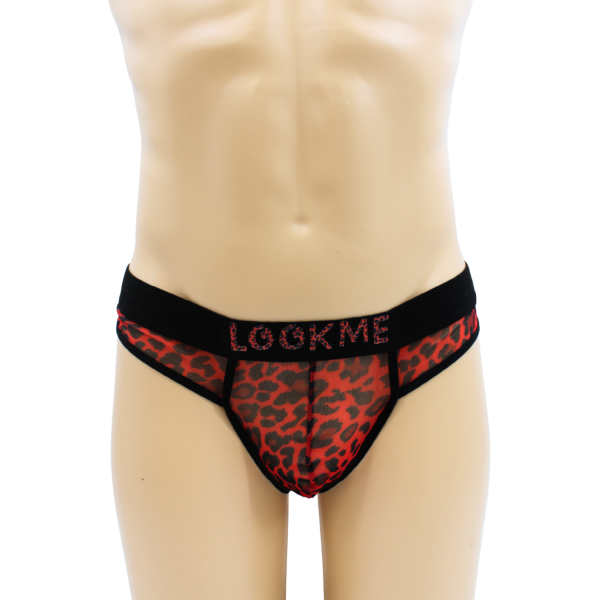 String en résille imprimé léopard rouge - LM2501-57RED