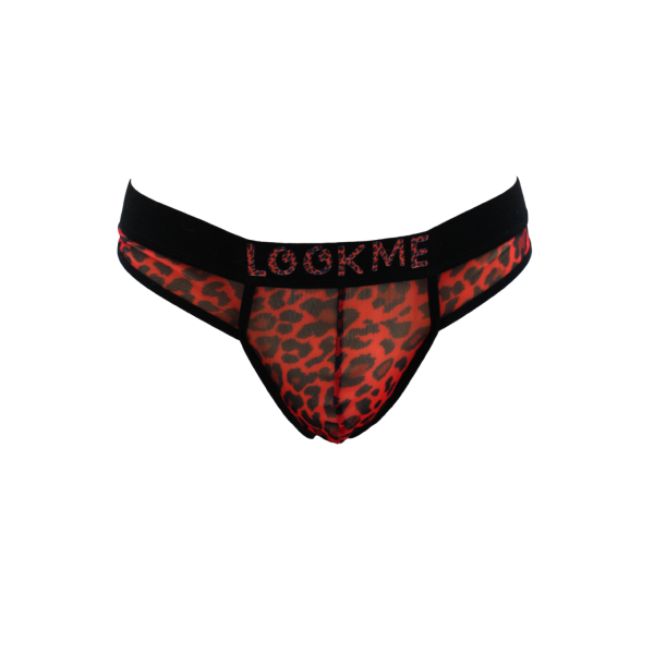 String en résille imprimé léopard rouge - LM2501-57RED