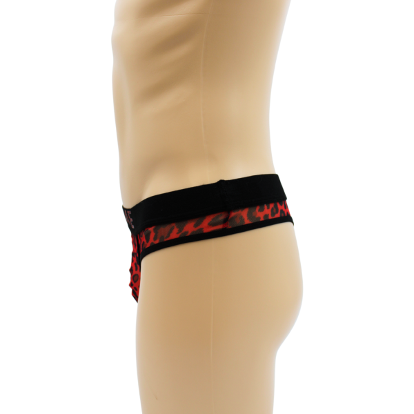 String en résille imprimé léopard rouge - LM2501-57RED