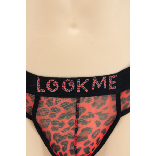 String en résille imprimé léopard rouge - LM2501-57RED