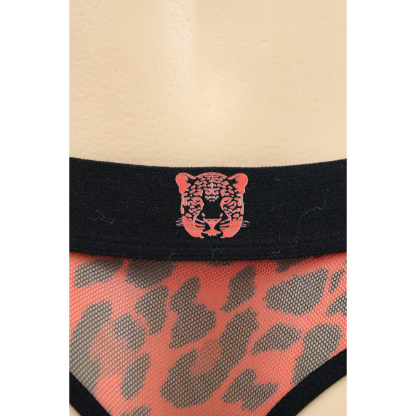 String en résille imprimé léopard rouge - LM2501-57RED