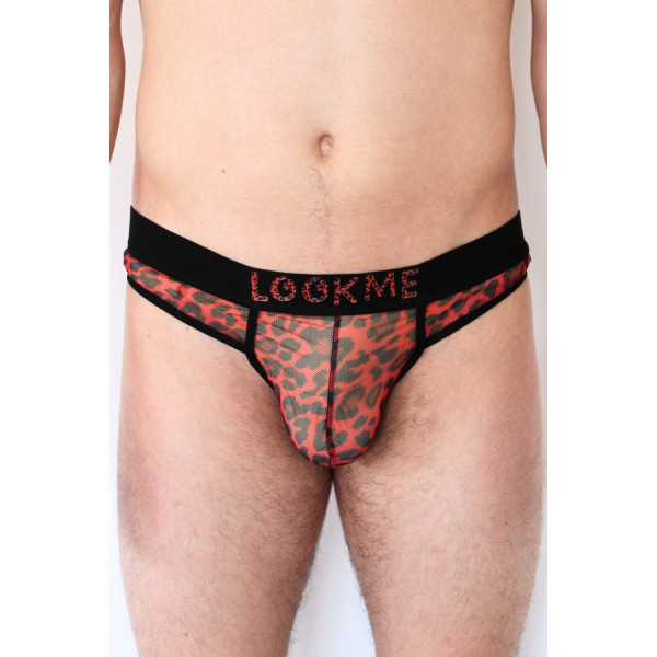 String en résille imprimé léopard rouge - LM2501-57RED