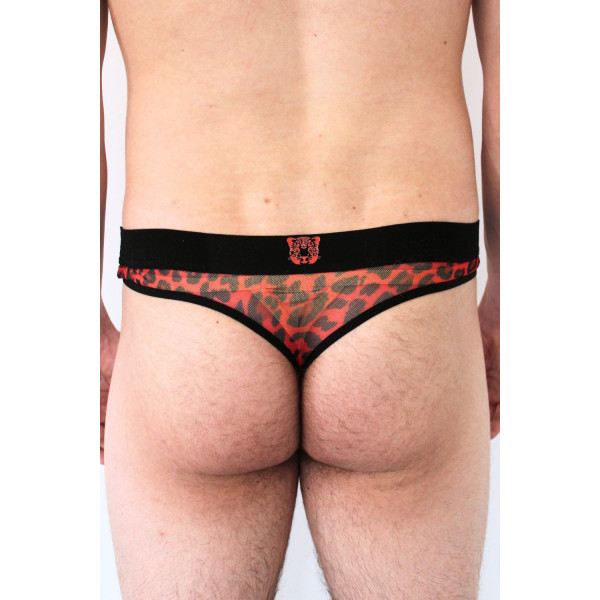 String en résille imprimé léopard rouge - LM2501-57RED