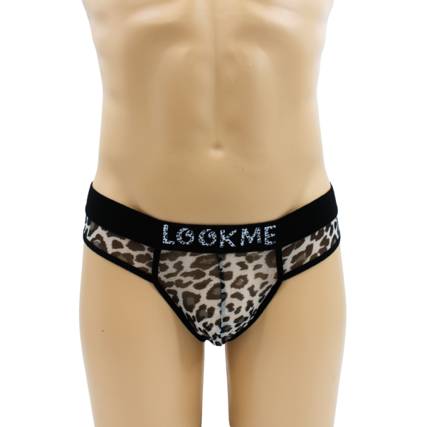 String en résille imprimé léopard gris - LM2501-57GREY