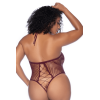 Body string grande taille en résille couleur cerise - MAL1115XCHRY
