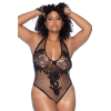Body string grande taille en résille noir - MAL1115XBLK