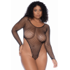 Body grande taille à manches longues échancré noir - MAL1119XBLK