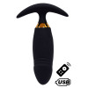 PEACH, Plug Vibrant noir long USB avec télécommande, dans un silicone médical doux et lisse - B72BLK