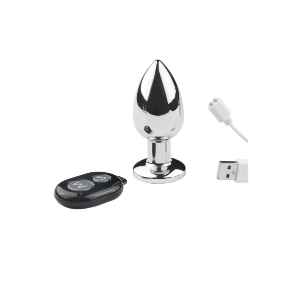 Plug vibrant acier inoxydable anal taille M avec télécommande, USB BOOTY - RY-207-M
