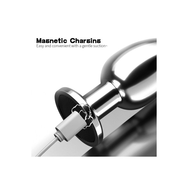 Plug vibrant acier inoxydable anal taille M avec télécommande, USB BOOTY - RY-207-M