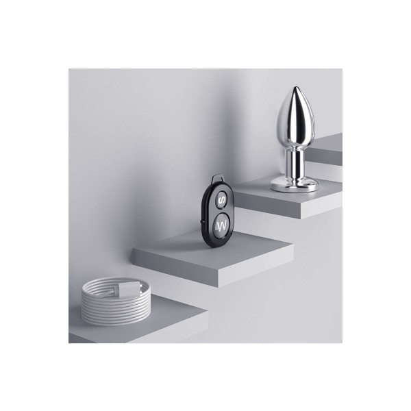 Plug vibrant acier inoxydable anal taille M avec télécommande, USB BOOTY - RY-207-M