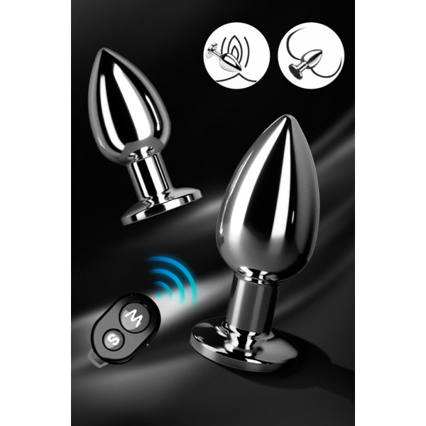 Plug vibrant acier inoxydable anal taille M avec télécommande, USB BOOTY - RY-207-M