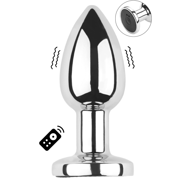 Plug vibrant acier inoxydable anal taille S avec télécommande, USB BOOTY - RY-207-S