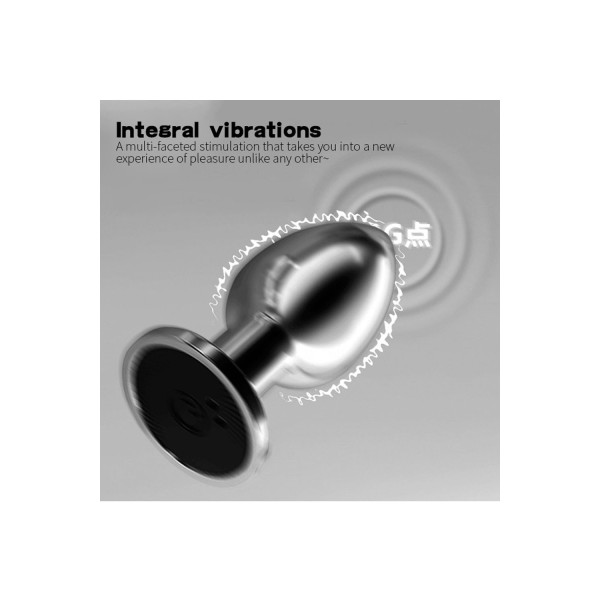 Plug vibrant acier inoxydable anal taille S avec télécommande, USB BOOTY - RY-207-S