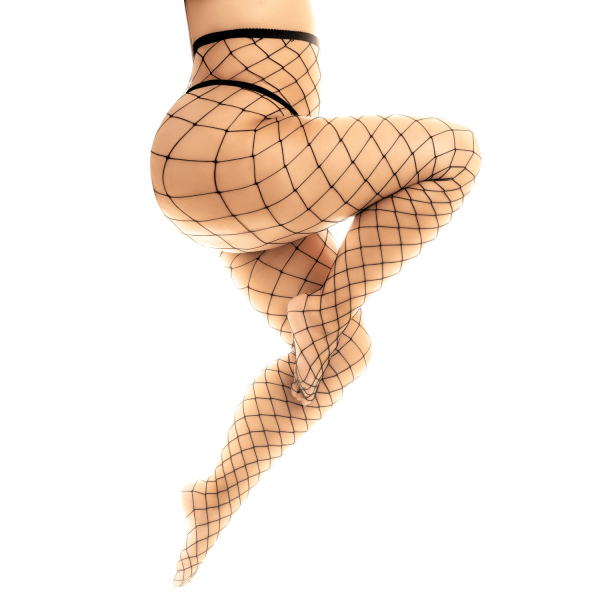 Collant grande taille large maille noire - MAL1106XBLK