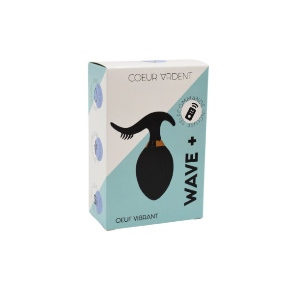 WAVE , Un Œuf vibrant noir USB avec stimulation clitoridienne, doté d'une télécommande - B54BLK