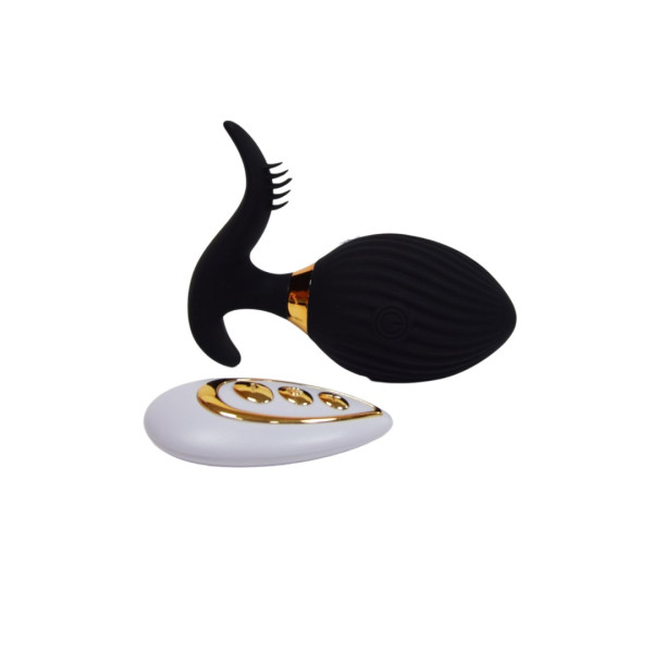 WAVE , Un Œuf vibrant noir USB avec stimulation clitoridienne, doté d'une télécommande - B54BLK