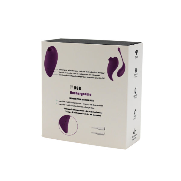 2en1 Stimulateur clitoridien à picots par aspiration avec son œuf vibrant à distance violet - 0-B0009PUR