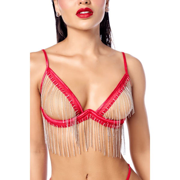 Ensemble 2 pièces à franges strass 