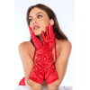 Une paire de gants satinés rouges avec strass - Mapalé