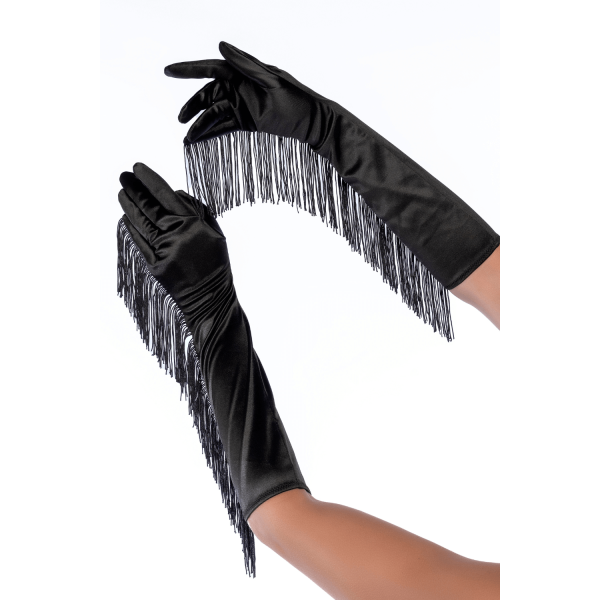 Une paire de gants noirs avec franges - Mapalé