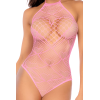 Body rose en résille à motif cœur - Mapalé