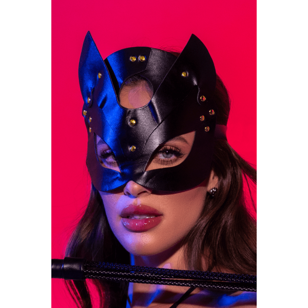 Masque félin faux cuir noir audacieux Mapalé