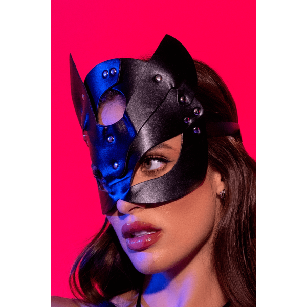 Masque félin faux cuir noir audacieux Mapalé