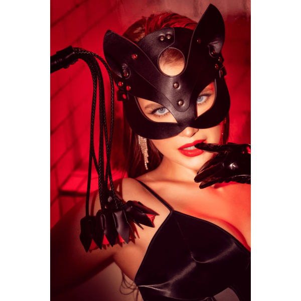 Masque félin faux cuir noir audacieux Mapalé