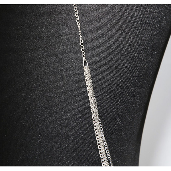 Bijou Tour de Cou avec Chaînes de Corps Argentées et Anneaux Dorés