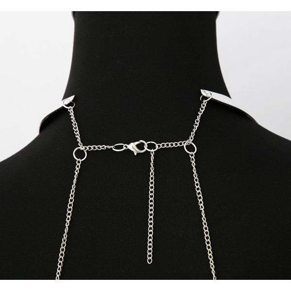 Bijou Tour de Cou avec Chaînes de Corps Argentées et Anneaux Dorés