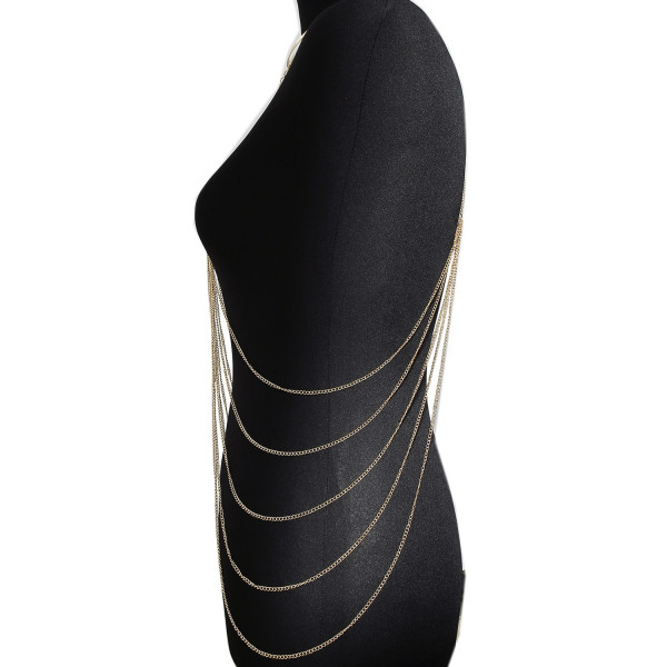 Bijou Tour de Cou avec Chaîne de Corps Dorée et Anneaux