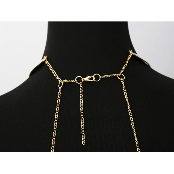 Bijou Tour de Cou avec Chaîne de Corps Dorée et Anneaux