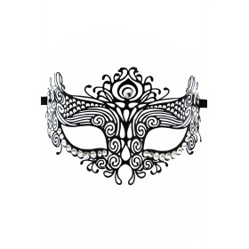 Masque vénitien Ornella rigide noir avec strass