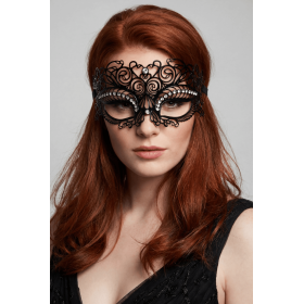Masque vénitien Giulia rigide noir avec strass