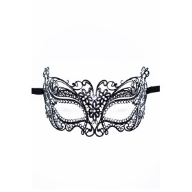 Masque vénitien Alba rigide noir avec strass