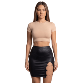 Jupe courte noire Elena fendue avec chaînettes – Collection Be Lily