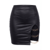 Jupe courte noire Elena fendue avec chaînettes – Collection Be Lily