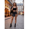 Jupe courte noire Elena fendue avec chaînettes – Collection Be Lily