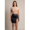 Jupe courte noire Elena fendue avec chaînettes – Collection Be Lily