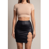 Jupe courte noire Elena fendue avec chaînettes – Collection Be Lily