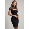 Robe courte Athéna col Mao en dentelle noire sexy – Be Lily