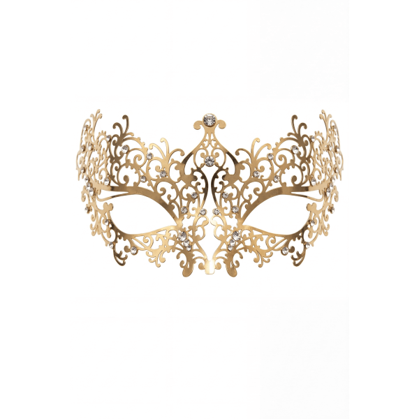 Masque vénitien Chiara rigide doré avec strass