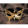 Masque vénitien Alida rigide doré avec strass