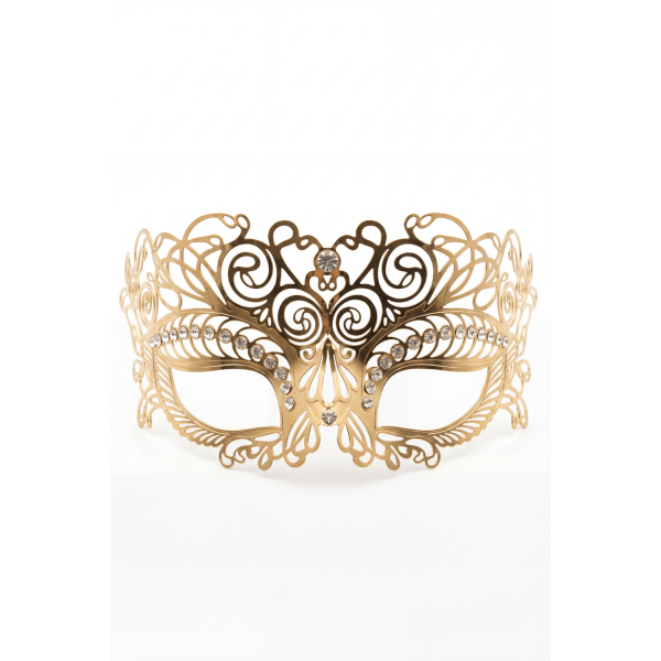 Masque vénitien Giulia rigide doré avec strass