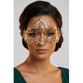 Masque Vénitien Gemma Rigide Doré avec Strass par Be lily